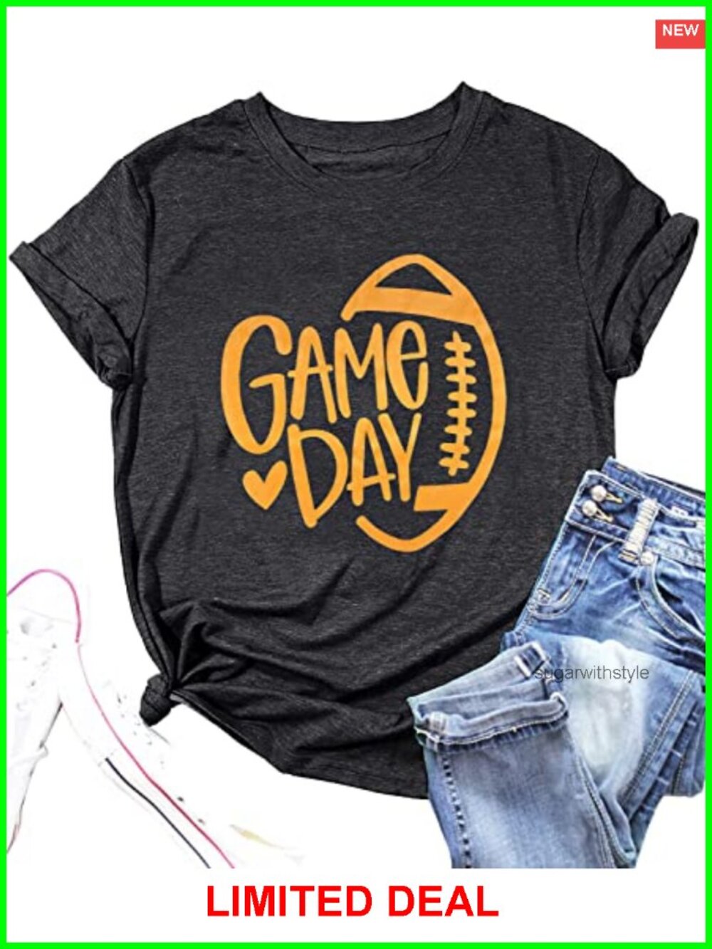 Game Day Football Shirt Women Short Sleeve Crew Neck Graphic Tee